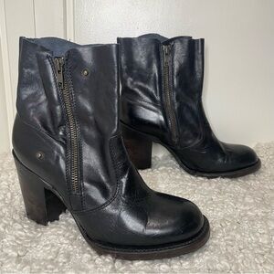 Freebird by Steven Black Leather Heeled Ankle Zip Boots 8
